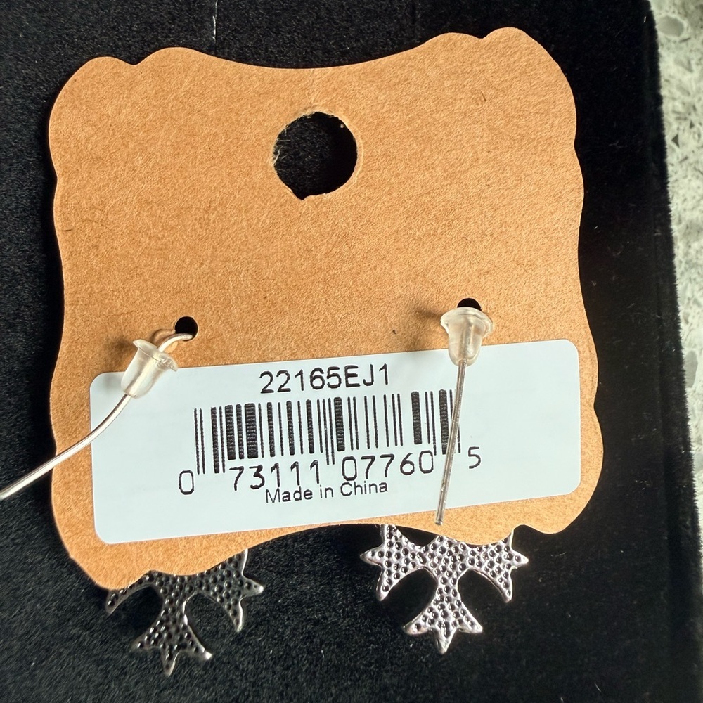 Justin Boots Silver and Faux Turquoise Earrings, NWT - Picture 2 of 2